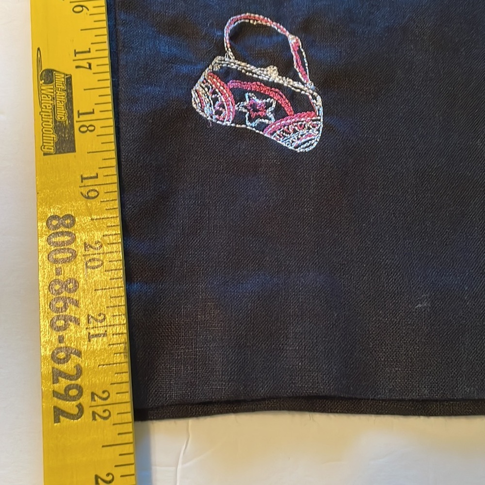 Dean & White Black Linen Embroidered Pants Size 8P - Picture 8 of 8